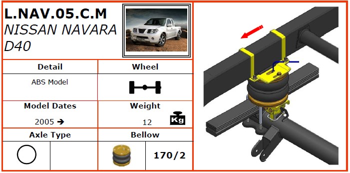 L.NAV.05.C.M/日產(chǎn)空氣懸掛系統(tǒng)/日產(chǎn)空氣懸掛/日產(chǎn)NAVARA D40 (2005-) -dunlop空氣懸掛